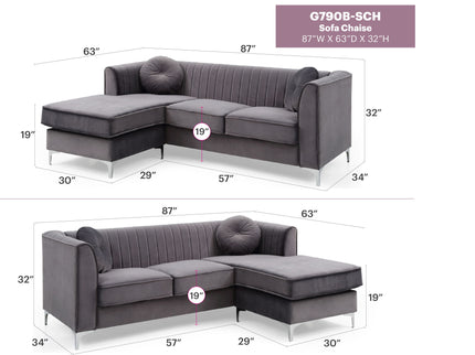 Delray - Micro Suede Sofa Chaise