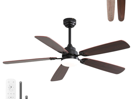 Ceiling Fan With LED Light, 6 Speed Wind, 5 Blades, Remote Control DC Motor