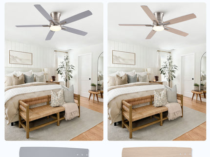 Mordern Flush Mount Ceiling Fan With Light And Remote Control
