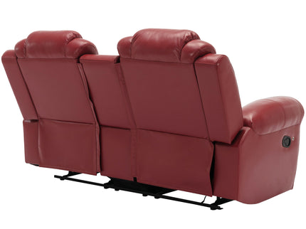 3 Pieces Recliner Sofa Sets Home Theater Seating Manual Recliner Chair With Center Console And LED Light Strip For Living Room