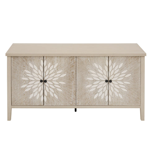 Modern Storage Cabinet With 4 Doors & Adjustable Shelves