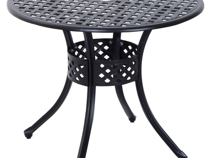 Outsunny - 33" Patio Dining Table Round Cast Aluminium Outdoor Bistro Table With Umbrella Hole - Black