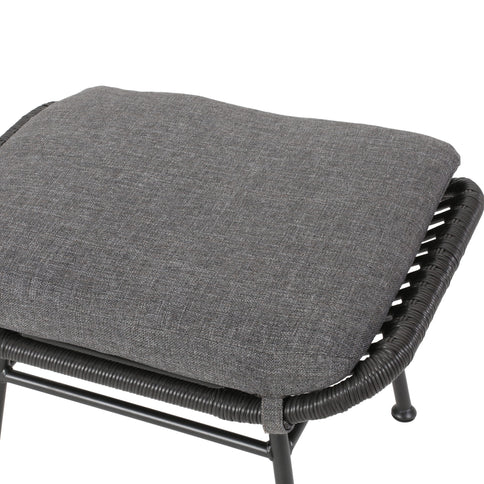 Outdoor Modern Boho Wicker Ottoman With Cushions (Set of 2)
