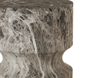 Outdoor Geometric Round End Table - Marble