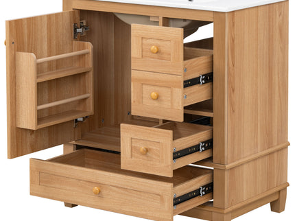 Freestanding Bathroom Vanity With Sink, Soft Close Doors & Drawers, Ample Storage - Wood