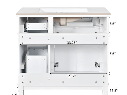 Modern Bathroom Vanity With Ceramic Sink, Soft Close Storage Cabinet