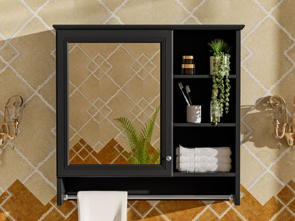 Wall Mount 2 In 1 Mirror Cabinet With Adjustable Shelf, Soft-Closing Hinges