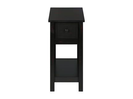 Accent End Table, 2 Tier, Narrow, Lamp, Storage Drawer, Charming Design