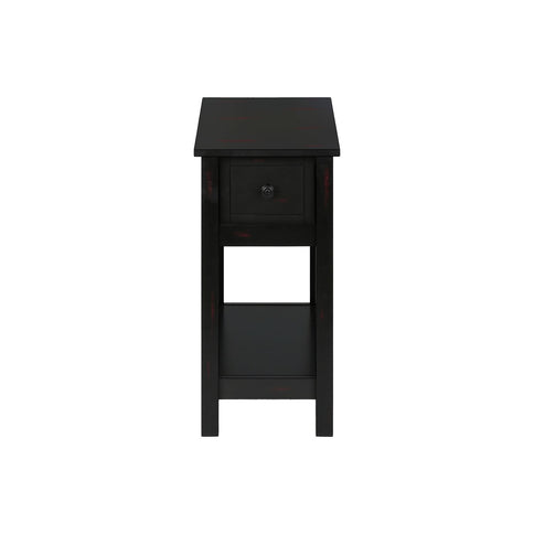Accent End Table, 2 Tier, Narrow, Lamp, Storage Drawer, Charming Design