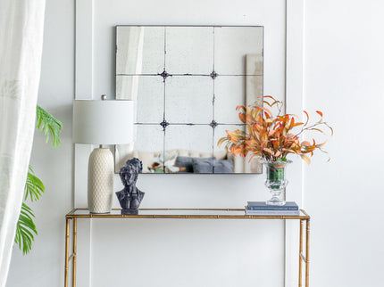 Traditional Decor Style Antique Glass Panel Mirror, Wall Mirror For Bathroom Entryway Console Lean Against Wall