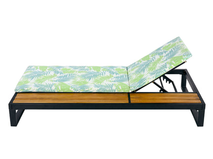 Chaise Lounge Set, 5 Position Adjustable, Flat Side Surface Storage