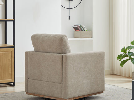 Modern Square Upholstered Swivel Accent Chair With Metal Base