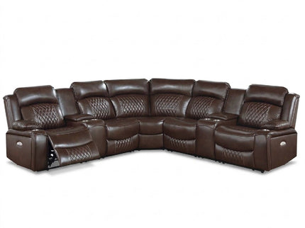 Power Motion Reclining Sectional Set With Console