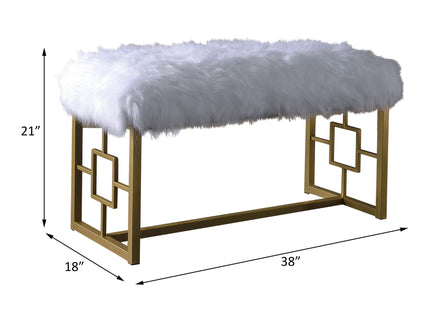 Bagley II - Bench Faux Fur - White / Gold