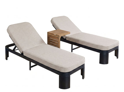 Outdoor Chaise Lounge Set With Side Table, 5 Position Adjustable Patio Recliner
