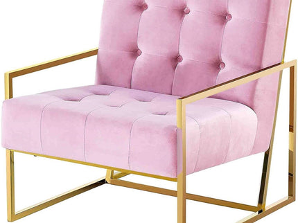 Tufted Accent Armchair With Frame For Living Room - Pink / Gold