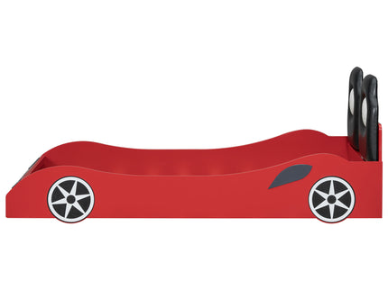 Race Car Shaped Platform Bed With LED And Upholstered Backrest In