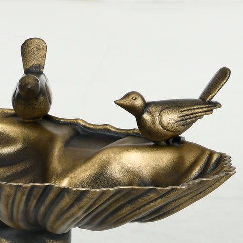 Outsunny - Antique Bird Bath With Pedestal Flower Planter Base, Vintage Style Decorative Birdbath, Bird Feeder Bowl & Planter Decoration Yard Statue - Bronze