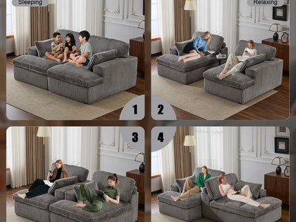 Double Chaise Lounge Chair, Oversized Upholstered Sleeper Cloud Couch