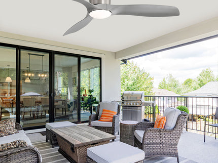 Flush Mount Ceiling Fan With Dimmable LED Light, 3 Blades, Reversible DC Motor Blades For Living Room