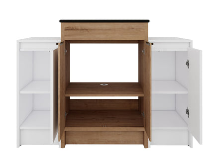 48" Freestanding Bathroom Vanity With Sink And 2 Storage Cabinets, Soft Closing Door - Glossy White / Imitative Oak