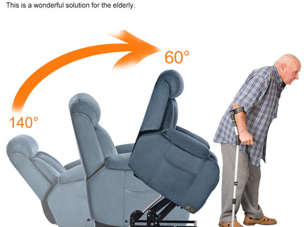 Power Lift Chair Recliner With Remote Control, Electric Reclining Sofa, Fabric Power Recliner For Living Room - Navy Blue