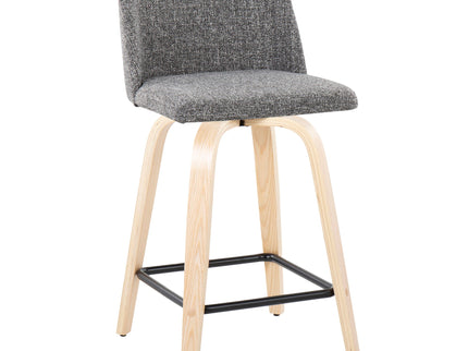 Toriano - Contemporary Modern Design Fixed Height Counter Stool With Swivel With Square Footrest (Set of 2)