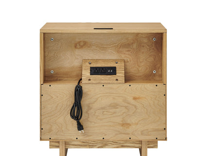 Nightstand With Hidden Charging Station USB Ports & Outlet Hole