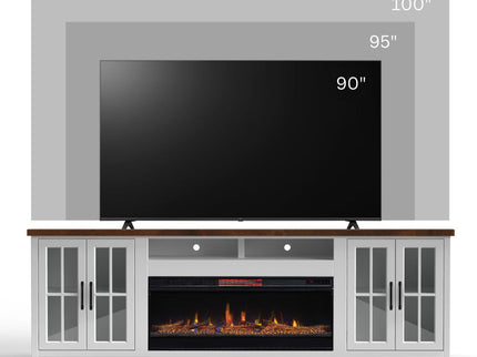 Fireplace TV Stand Console & Fixed Shelves