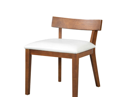 Modern Dining Chairs (Set of 2) With Glossy Upholstery - White / Walnut