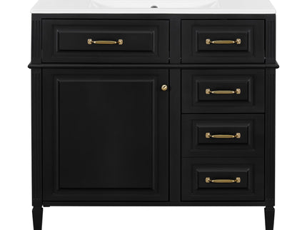 Modern Bathroom Vanity With Sink Top, Flip Drawer Design