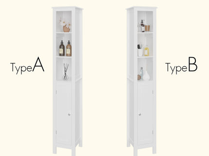 Slim Tall Bathroom Storage Cabinet With Adjustable Shelves, Anti Tip Freestanding Cabinet - White
