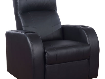 Greenfield - 4 Seater Home Theater With Wedge Console Recliners With Built In Storage And Cup Holders - Black