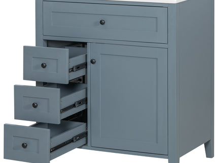 Modern Bathroom Vanity With Sink, 3 Drawers And Adjustable Shelf