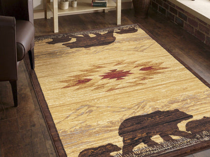 Nature's Nest - 5'3" X 7'3" Lodge Area Rug - Multi / Beige