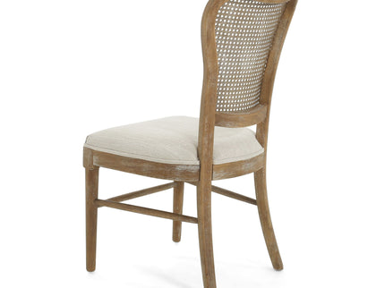 Classic Retro Dining Chair (Set of 2) With Rattan Backrest - Dark Brown / Beige