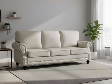 3 Seater Sofa With Nailhead Trim And Turned Legs For Living Room