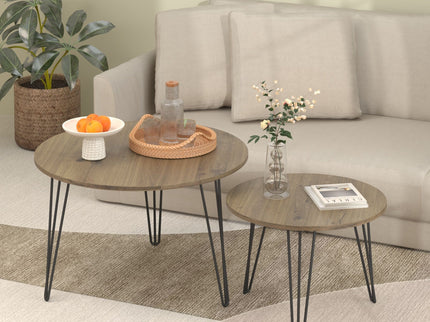 Round Nesting Coffee Table For Living Room (Set of 2)