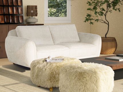 Enchante - New Zealand Sheepskin Rectangular Accent Ottoman - Taupe / Natural
