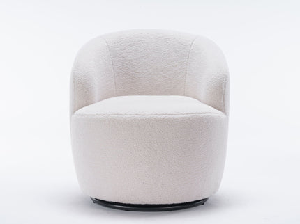 Teddy Fabric Swivel Accent Armchair Barrel Chair With Powder Coating Metal Ring