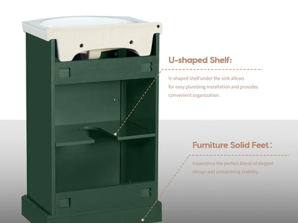 20" Bathroom Vanity With Bulged Sink, Freestanding Single Vanity Set, Soft Close Door