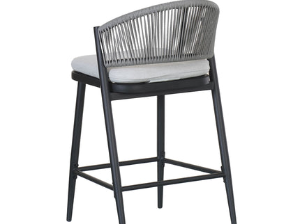 Outdoor 26" Counter Height Metal Frame Counter Stools With Scallop Shaped Backrest & Water Resistant Cushions