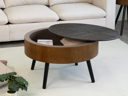Round Coffee Table With Storage Function For Living Rooms