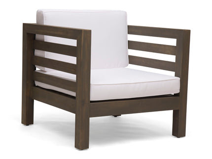 Outdoor Acacia Wood Patio Chair With Fabric Cushion