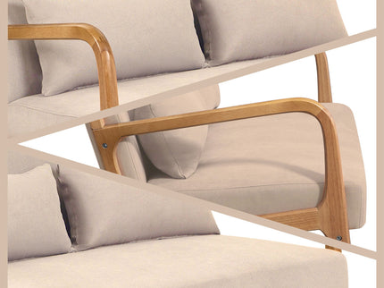 Leisure Chair With Solid Wood Armrest And Feet, Mid-Century Modern Accent Sofa, 2 Seat