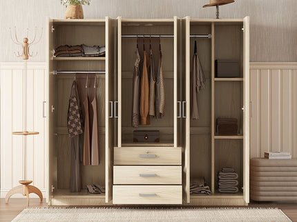 6 Doors Wardrobe Storage For Bedroom, With Big Drawers