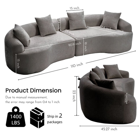 4 Seater Sofa With Fabric, 30D, 60 Hardness Full Sponge, 4 Pillow For Living Room, Home Furniture Sleeper Sectional Sofa For Apartment