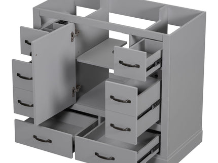 Modern Bathroom Vanity Base Only, 6 Drawer Storage With Adjustable Shelf