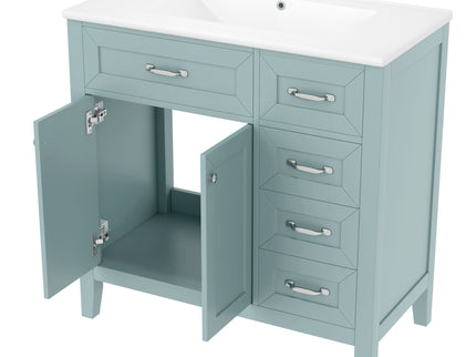 Modern Bathroom Vanity With Sink, Freestanding Design With Drawers And Doors