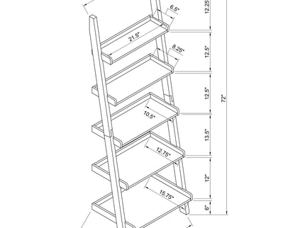 Ladder 5 Shelf Bookcase With Spacious Storage - Brown